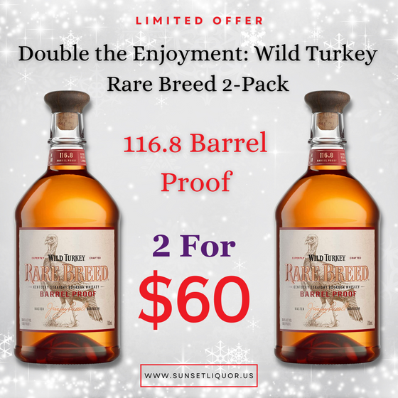 2x Wild Turkey Rare Breed Barrel Proof Kentucky Straight Bourbon Whiskey